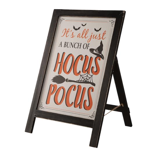 Glitzhome; Glitzhome® Halloween Wooden Standing Easel Sign Décor; Category:Halloween Porch Decor; Image:1